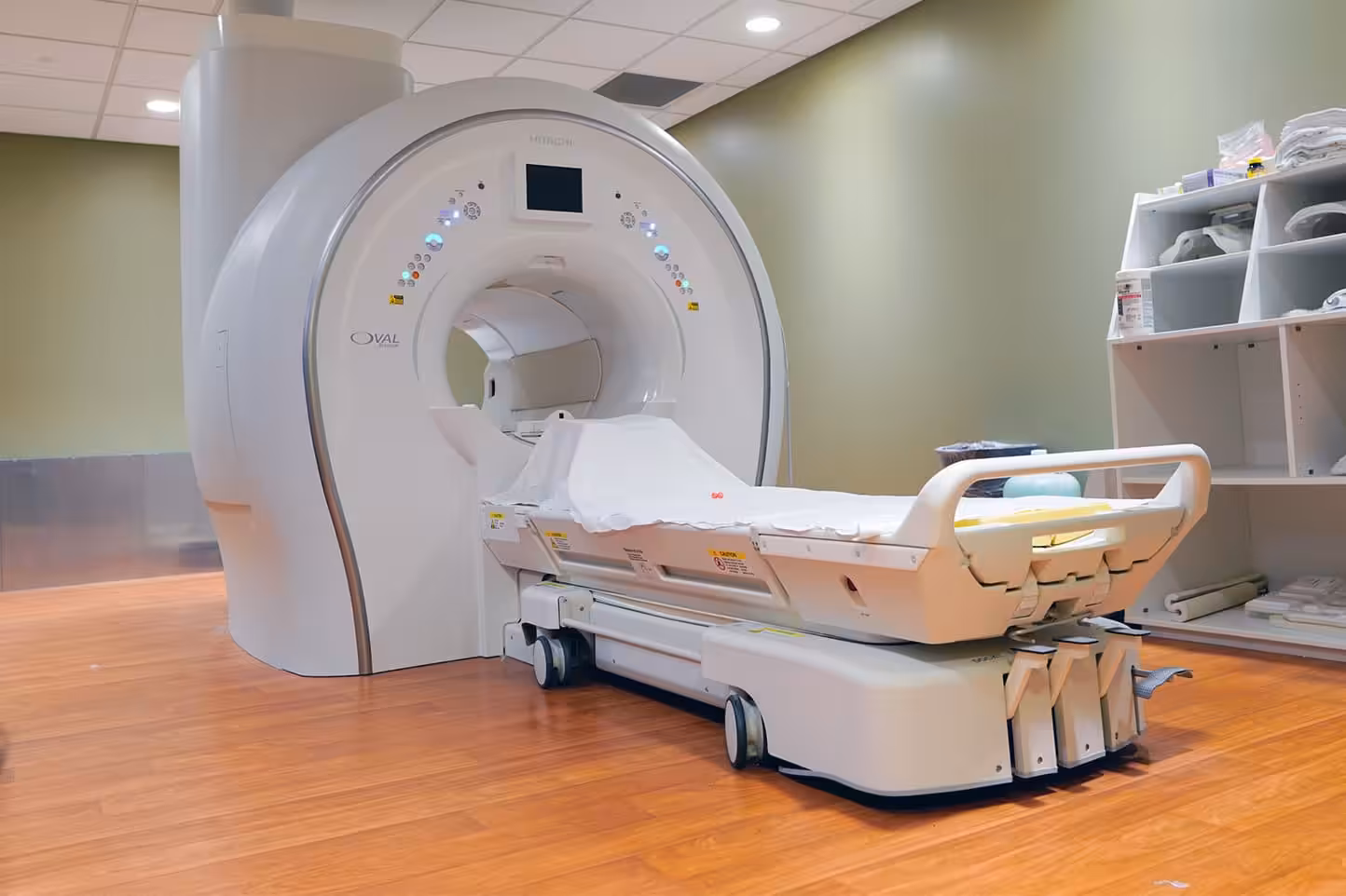 A MRI machine in a room